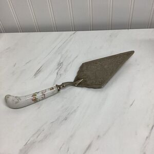 Vintage Italian Made Silver Plated Cake Pie Server 11” Collectible Floral *A